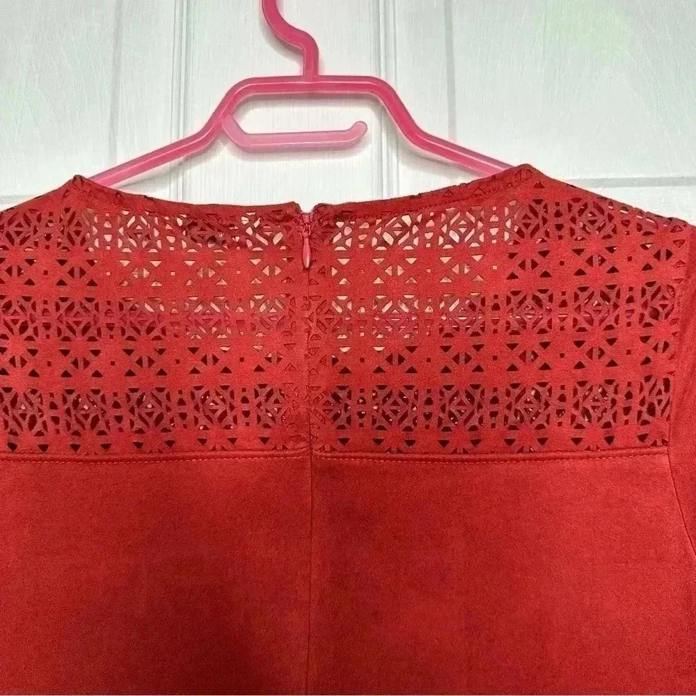Reitman’s Shift Dress Midi Laser Cut Burn Orange Size Extra Small - Picture 16 of 16